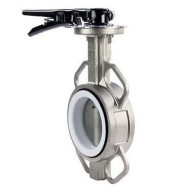 Затвор дисковый поворотный DN.ru WBV3131V-2W-Fb-H Ду250 Ру16, корпус - нержавеющая сталь 304, диск - нержавеющая сталь 304, уплотнение - VITON, межфланцевый, с рукояткой, с ISO-фланцем F10, квадрат 22х22
