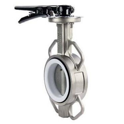 Затвор дисковый поворотный DN.ru WBV3131V-2W-Fb-H Ду250 Ру16, корпус - нержавеющая сталь 304, диск - нержавеющая сталь 304, уплотнение - VITON, межфланцевый, с рукояткой, с ISO-фланцем F10, квадрат 22х22