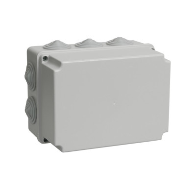 Коробка распаячная КМ41246 для открытой проводки 190х140х120 мм IP55 (RAL7035, 10 гермовводов) IEK UKO10-190-140-120-K41-55