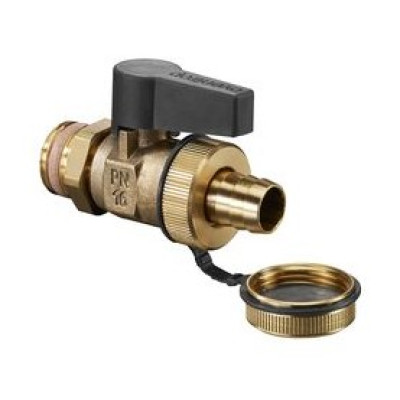 Шаровой кран Oventrop Optiflex KFE, DN 20 PN 16, с колпачком и штуцером для шланга, латунь