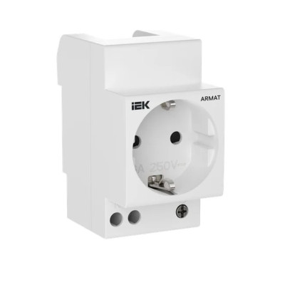 ARMAT Розетка на DIN-рейку 45мм с заземлением с защитными шторками 16А IEK