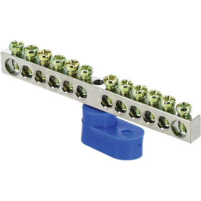 Шина нулевая EKF N 6х9 12 отверст. цинк син. угловой изолятор PROxima sn1-63-12-1