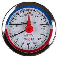Термоманометр ЭКОМЕРА 120С 1,6МПа Дк80 G1/4"осевой в/к перех G1/2" L=46мм