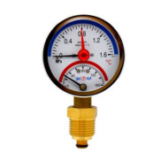 Термоманометр Экомера МД04-63мм 0..1,6МПа 0..160С G1\4 с переходником на G1\2
