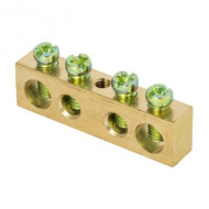 Шина PEN EKF ноль-земля 4 отв. латунь крепеж по центру розн. стикер