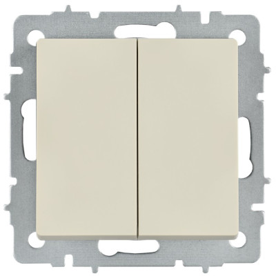 BRITE Выключатель 2-клавишный перекрестный 10А ВС10-2-3-БрКр бежевый IEK