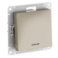 1-клавишный ПЕРЕКЛЮЧАТЕЛЬ Systeme Electric ATLASDESIGN с подсветкой, сх.6а, 10АХ, быстрозажимные клеммы, ШАМПАНЬ