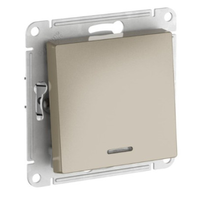 1-клавишный ПЕРЕКЛЮЧАТЕЛЬ Systeme Electric ATLASDESIGN с подсветкой, сх.6а, 10АХ, быстрозажимные клеммы, ШАМПАНЬ