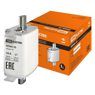 Плавкая вставка предохранителя TDM ППНН-33 габ.00, 16А