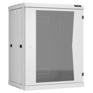 Настенный разборный шкаф TLK 19", 15U, стеклянная дверь, Ш600хВ770хГ450мм, 2 пары монтажных направляющих, серый