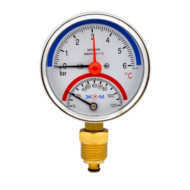 Термоманометр Экомера МД04-80мм 0..6бар 0..120С G1\4 с переходником на G1\2