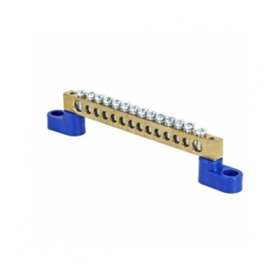 Шина 0 N EKF 14 отверстий латунь 2 синих угловых изолятора розничный стикер PROxima