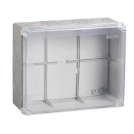 Коробка распаячная КМ41276 для открытой проводки 240х195х90 мм IP55 (RAL7035, прозрачная крышка, кабельные вводы 5 шт) IEK UKO10-240-195-090-K51-55