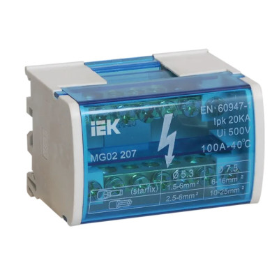 Шина нулевая на DIN рейку IEK 2/7