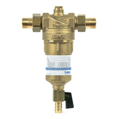 Фильтр сетчатый BWT Protector mini H/R резьбовой 3/4" PN25 латунь со сливным краном