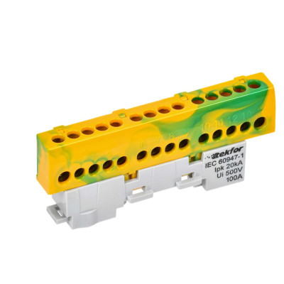 Шина IEK TEKFOR PE "земля" изол. на унив. держ. 6х9-14-ЖЗ