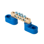 Шина EKF PROxima "0" N (6х9мм) 4 отверстия латунь 2 синих угловых изолятора