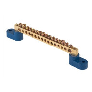 Шина EKF PROxima "0" N (8х12мм) 16 отверстий латунь 2 синих угловых изолятора