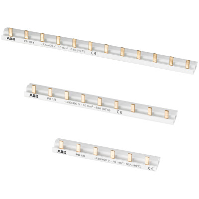 Шинная штырьковая разводка АВВ 1ф на 57 модулей 63А для нейтрали