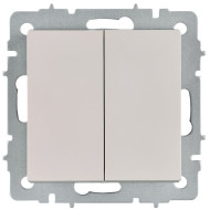 BRITE Выключатель 2-клавишный перекрестный 10А ВС10-2-3-БрЖ жемчуг IEK