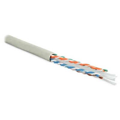 Кабель витая пара Hyperline UUTP4-C6-S23-IN-PVC-GY-305 U/UTP кат.6 4х2х23AWG solid PVC сер. (м)
