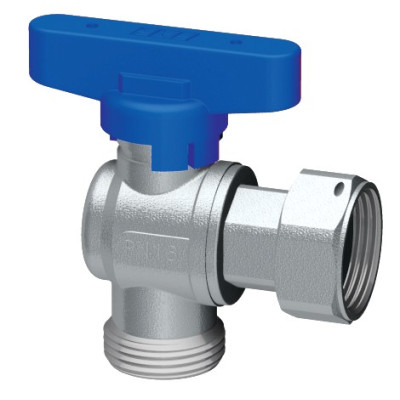 Шаровой кран FAR хром. 3/4"накид.гайка-3/4"EU/плос.упл. бабочка синий угловой