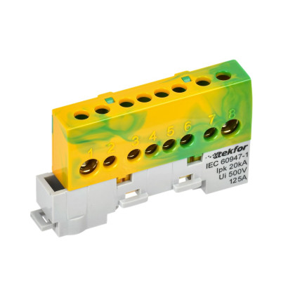 Шина IEK TEKFOR PE "земля" изол. на унив. держ. 8х12-8-ЖЗ