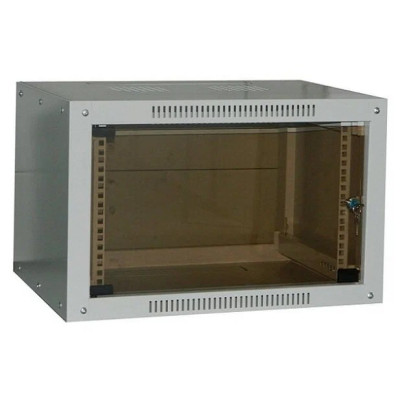 Шкаф настенный 4U Netko серия NOP (600х450х281), передняя дверь стекло, разборный, серый