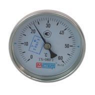 Термометр биметаллический осевой МЕТЕР ДК80 60С L=40ММ G1/2" ТБ-080-1