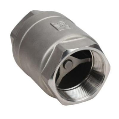 Клапан обратный DN.ru VCS3232P-T 2″ Ду50 Ру63 резьбовой, пружинный, корпус - нержавеющая сталь AISI 316, диск - нержавеющая сталь AISI 316, уплотнение - PTFE