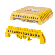 Шина TDM ELECTRIC "PE" "земля" в желтом изоляторе на DIN-рейку 8x12мм 14 групп