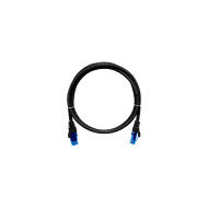 Коммутационный шнур NIKOMAX U/UTP 4 пары, Кат.6 (Класс E), 250МГц, 2хRJ45/8P8C, T568B, заливной, с защитой защелки, многожильный, BC (чистая медь), 24AWG (7х0,205мм), LSZH нг(А)-HFLTx, черный, 0,3м