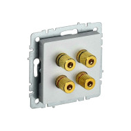 BRITE Аудиорозетка 4-местная РА10-БрА алюминий IEK