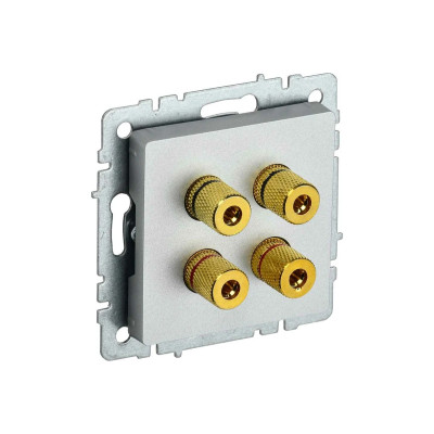 BRITE Аудиорозетка 4-местная РА10-БрА алюминий IEK