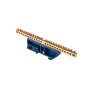 Шина EKF PROxima "0" N (6х9мм) 24 отверстия латунь синий изолятор на DIN-рейку