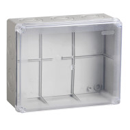 Коробка распаячная КМ41278 для открытой проводки 240х195х165 мм IP55 (RAL7035, прозрачная крышка, кабельные вводы 5 шт) IEK UKO10-240-195-165-K51-55