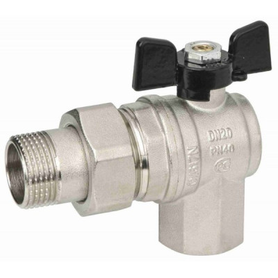 Кран с разъемным соединением угловой НВ 1' бабочка Bugatti OREGON серия 594 полный проход