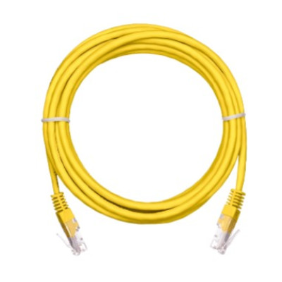 Коммутационный шнур NETLAN U/UTP 4 пары, Кат.5е (Класс D), 100МГц, 2хRJ45/8P8C, T568B, заливной, многожильный, BC (чистая медь), PVC нг(B), желтый, 3м, уп-ка 10шт.
