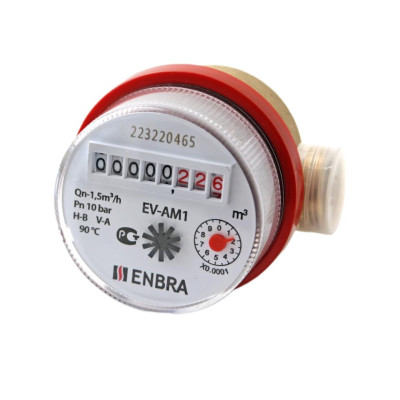 Счётчик учёта горячей воды ENBRA EV-AM1 L80 D15 B, без сгонов