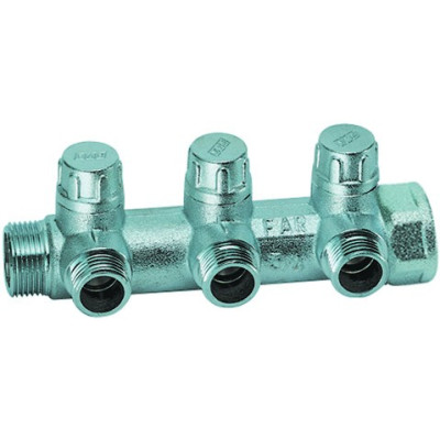 Запорный коллектор FAR 1" с 3 отводами 3/4"