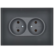 SKANDY Розетка 2-местная без заземления без защитных шторок для плоской вилки 10А SK-R03G стекло графит IEK