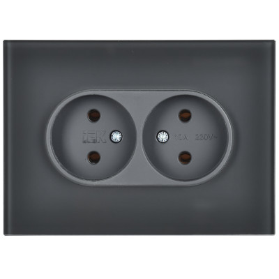 SKANDY Розетка 2-местная без заземления без защитных шторок для плоской вилки 10А SK-R03G стекло графит IEK