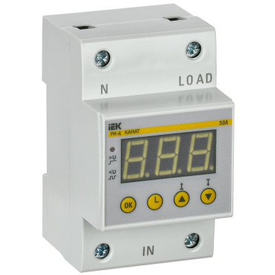 Реле напряжения РН-д однофазное 54мм 50А IVR31-1-50 IEK