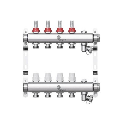Группа коллекторная Wester нерж расход 1" м/м 3в 3/4" ЕК н/р в/к
