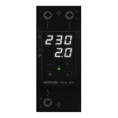 Реле напряжения c контролем тока Welrok VI-63 bk (черный)