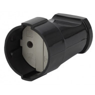 Розетка кабельная ЭРА Rx1-B без заземления прямая 10А черная