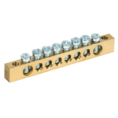 Шина "N" нулевая IEK 6х9мм 8/2 (8групп/крепеж по краям)