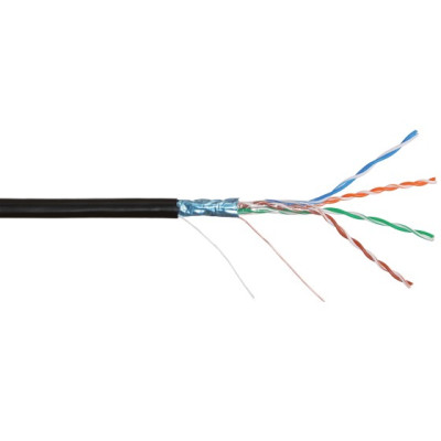 Кабель NIKOMAX F/UTP 4 пары, Кат.5e (Класс D), тест по ISO/IEC, 100МГц, одножильный, BC (чистая медь), 24AWG (0,51мм), полимерный материал нг(А)-HF, внутренний/внешний, черный, 305м