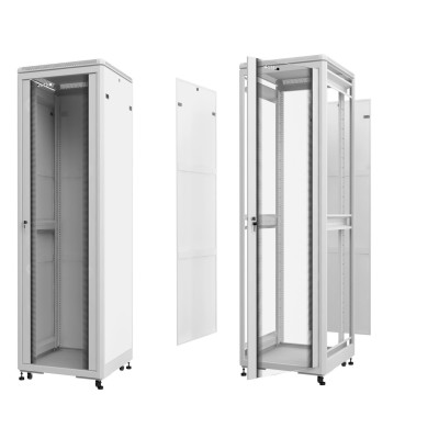 Шкаф напольный 42U Netko серия T2(A2) (800х1000х2055), передняя дверь стекло, серый (упакован в 3 коробки)