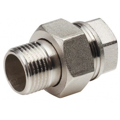 Американка 1"-1", General Fittings 2700, резьба-резьба, вн., латунь никелированная